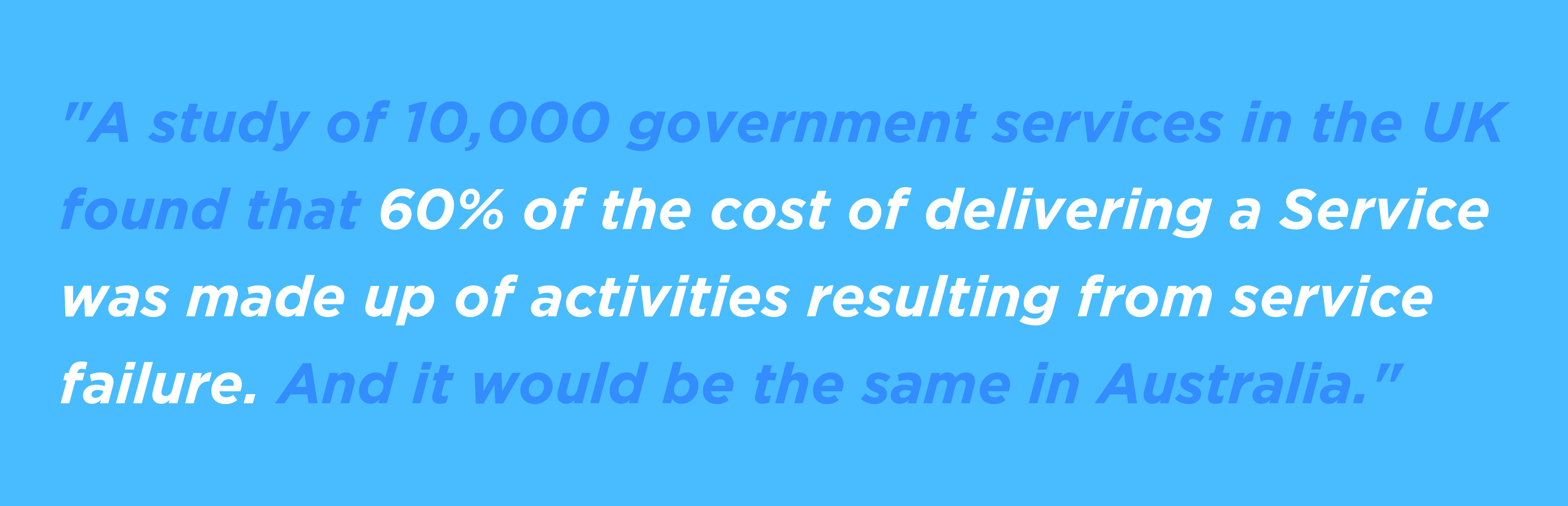 60% of the cost of delivering a Service was made up of activities resulting from service failure.
